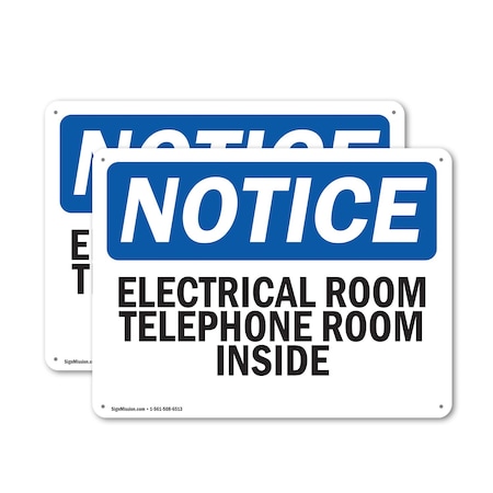 Signmission Electrical Room Telephone Room Inside, 24 in W x Rectangle, Aluminum OS-2PACK-NS-A-1824-L-11692